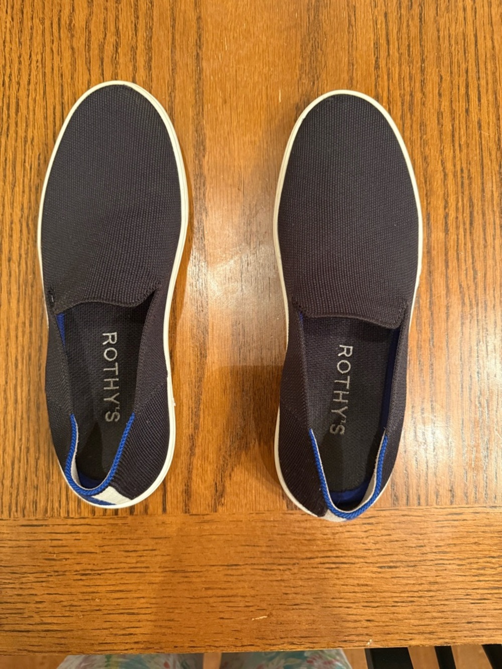 Rothy's Men's Slip-On Loafers in Navy with White Trim